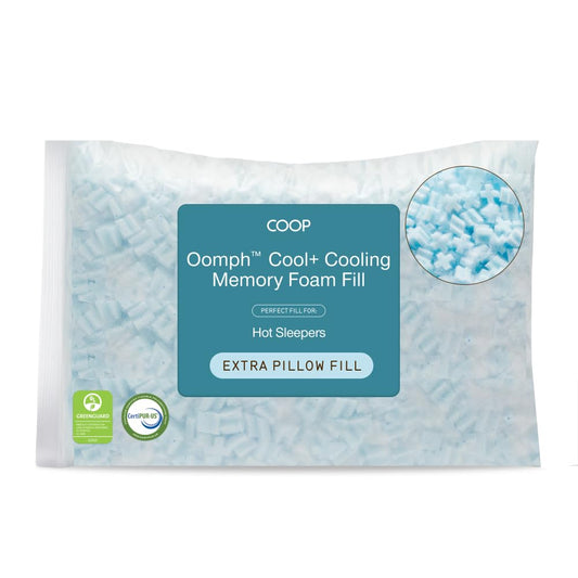 Coop Home Goods Extra Oomph Cool+ Pillow Fill, Gel-Infused, Plus Shaped Memory Foam Filling for More Airflow, Extra Fill Filler for Eden Cool+ Pillows, GREENGUARD Gold & CertiPUR-US Certified