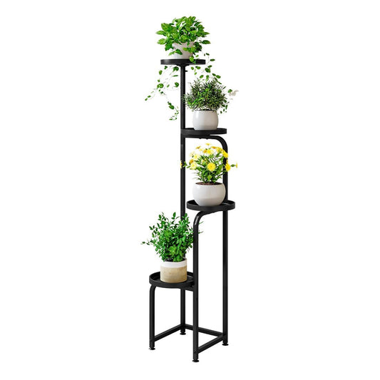 INGIORDAR Plant Stand Indoor Outdoor 4 Tier Metal Plant Shelf for Multiple Plants Corner Flower Holders for Living Room Balcony Bedroom Patio Garden, Black (Black, 4-Tier)