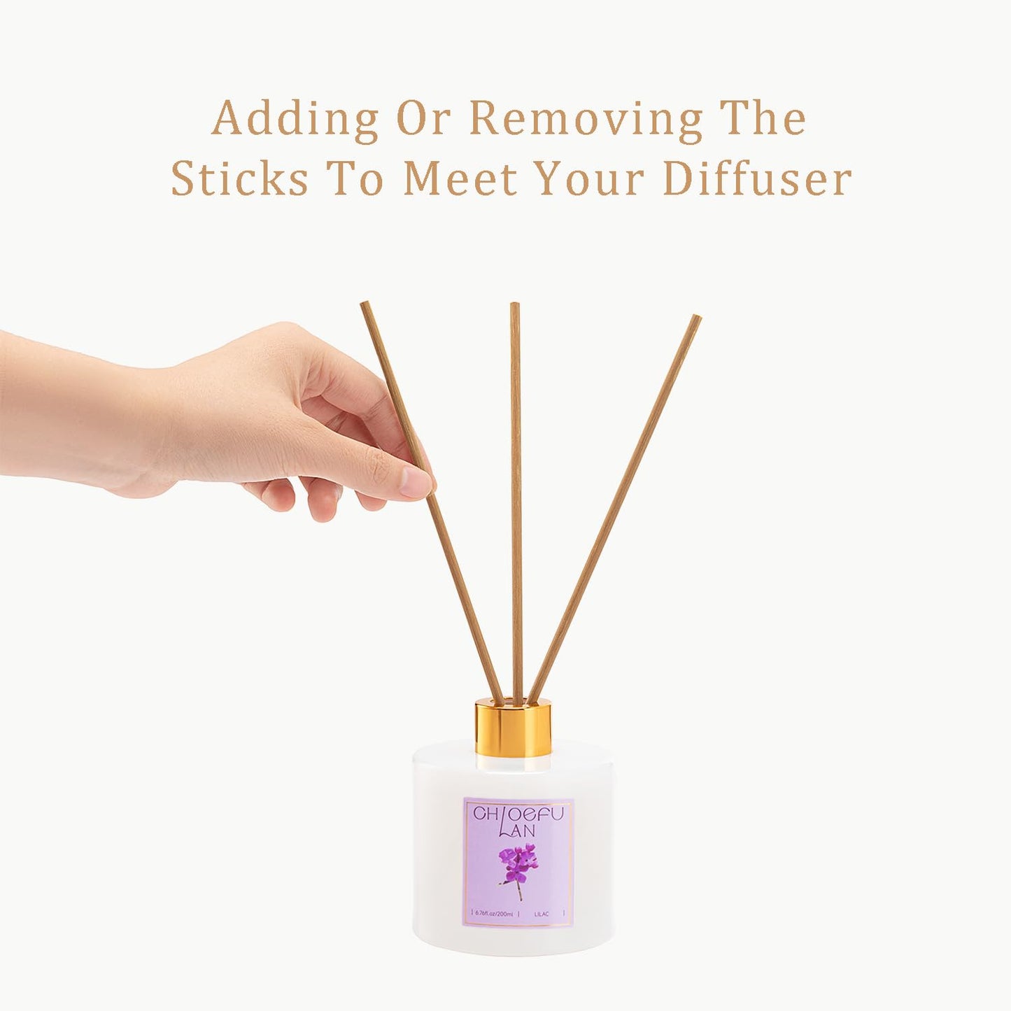 Chloefu Lan Lilac Diffuser, 6.7 oz Natural Essential Scented Oil with Diffuser Sticks, Best for Bathroom Decor, Living Room Decor, Home & Office Decor, Aromatherapy Diffuser Oil Gift Set