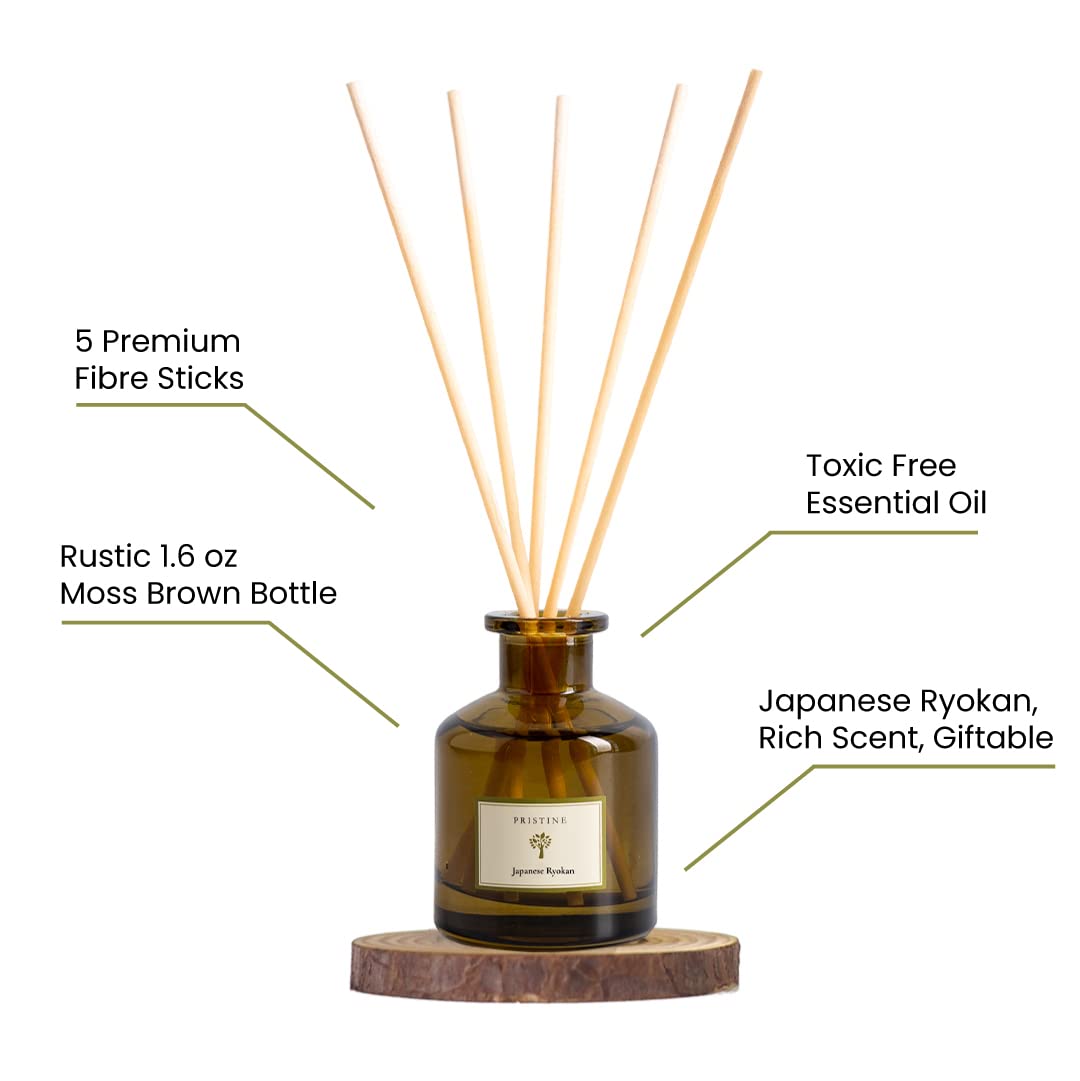 PRISTINE Japanese Ryokan/Inspired by Shang Hotel Reed Diffuser for Home | Fresh Lavender, Moroccan Amber Reed Diffuser Set, Oil Diffuser & Reed Diffuser | Home & Office Decor | Fragrance Gift