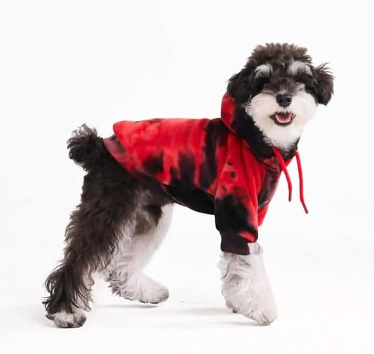 Spark Paws Dog Hoodie – Premium Dog Sweater for Small, Medium, and Large Dogs | Warm Outfits for French Bulldogs, Pitbull, Puppy, Winter Jacket Alternative - Red & Black - M