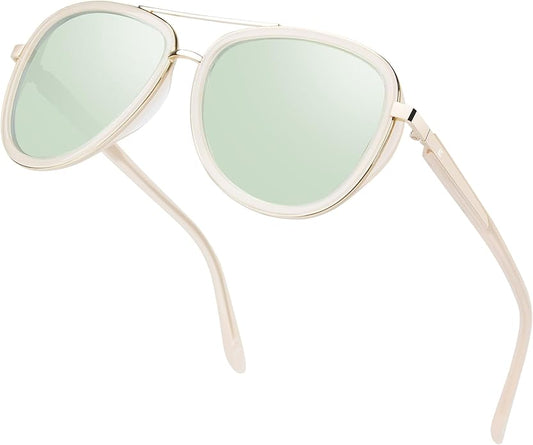 BIRCEN Polarized Sunglasses for Women UV - Protection Womens Retro Mirrored Shades with Acetate Frame BC2001