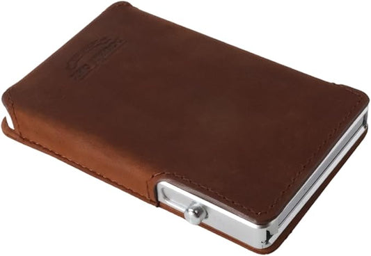 Double Oak Essentials SLIM Leather Pop-up Wallet — Removable Cardholder Design with Locking Mechanism - RFID Blocking, Top Grain Cowhide Leather (Champion's Edition)