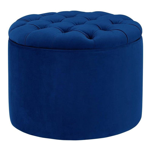 Tov Furniture Queen Navy Velvet Storage Ottoman