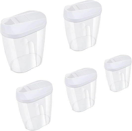 BPA-Free Plastic Sealing Canister Set (5-Piece) for Grains, Snacks, Nuts, Coffee - Clear Kitchen Storage Containers