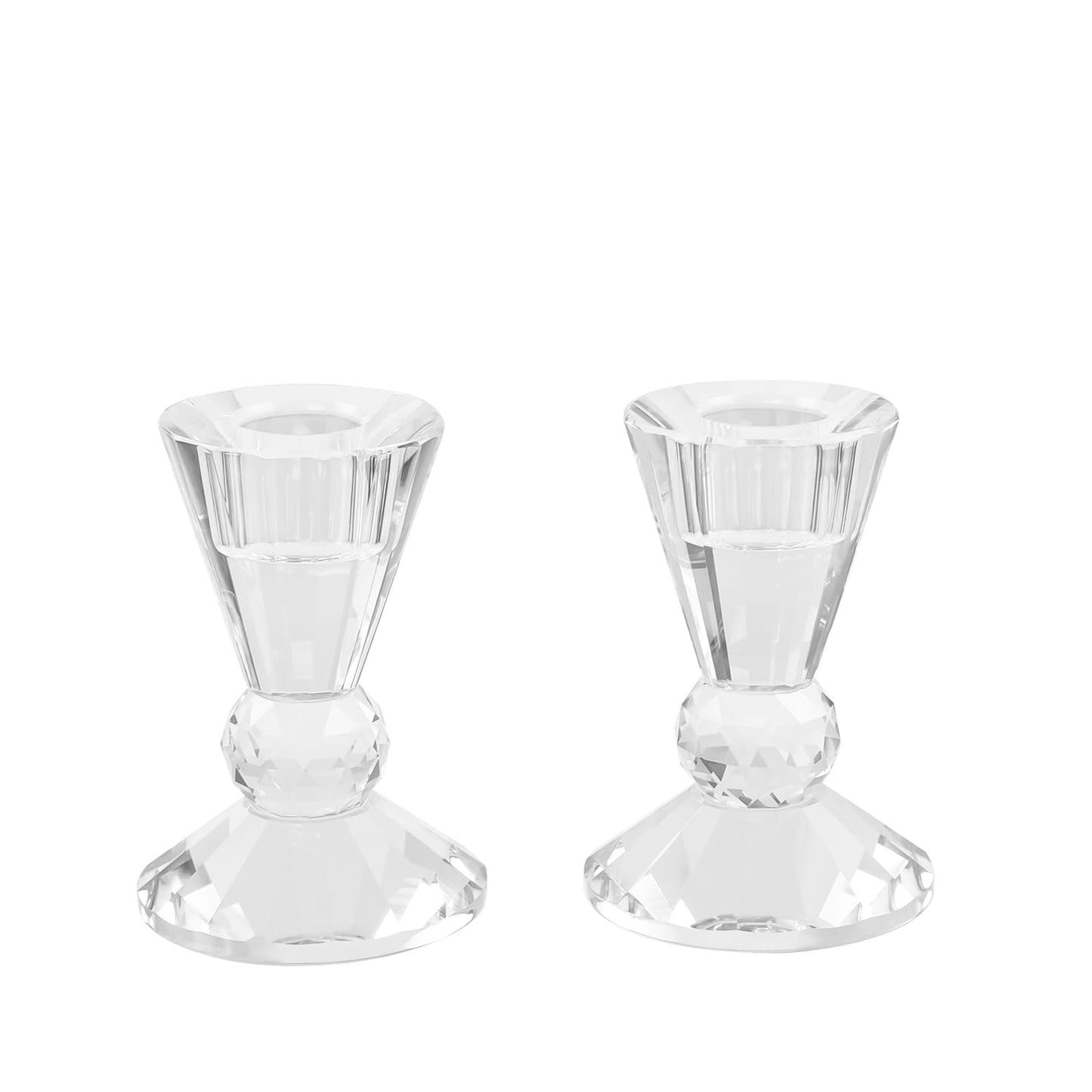 Crystal Candle Holders Set of 2,Pillar Candlestick Holders, Ultra Elegant & Modern Centerpiece Home Décor,Wedding