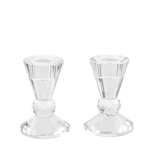 Crystal Candle Holders Set of 2,Pillar Candlestick Holders, Ultra Elegant & Modern Centerpiece Home Décor,Wedding