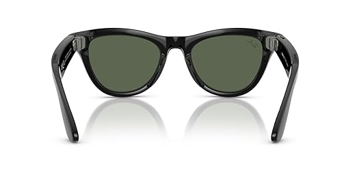 Ray-Ban Meta (Gen 1), Skyler, Shiny Black | Smart AI Glasses for Men, Women — 12 MP Ultra-Wide Camera, Open-Ear Speakers for Audio, Video Recording and Bluetooth — Green Lenses — Wearable Technology