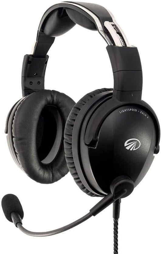 LIGHTSPEED Zulu 4 ANR Aviation Headset - with Dual Bluetooth and FrameFit™ Ear Seals (Panel Power 6-Pin Plug)