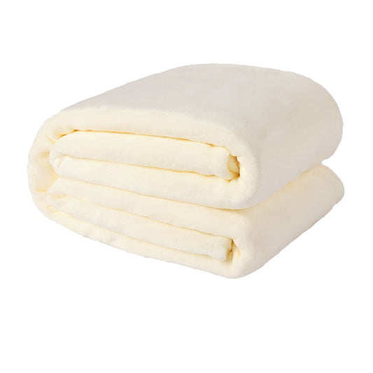 NANPIPER Fleece Blankets, Super Soft Flannel Queen Size Blanket for Bed, Luxury Cozy Microfiber Plush Fuzzy Blanket,Ivory White