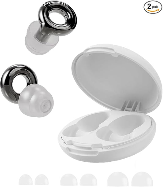 Noise Cancelling Ear Plugs 45dB – Reusable Silicone Earplugs for Sleeping, Snoring, Travel, Concerts & Work with 8 Eartips – Soft Comfortable Hearing Protection (Black, One Size)
