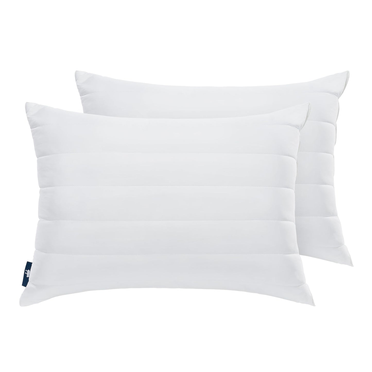 Serta Down Illusion Cooling Quilted Hypoallergenic Soft/Medium Bed Pillows for Side, Stomach or Back Sleepers (2 Pack), King, White