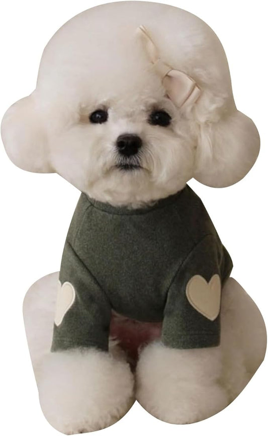 Dog Heart Heart Sweatshirt for Small to Large Dogs Soft Solid Color Apparel Thick Coats Embroidered Pajamas Puppy Hoodie