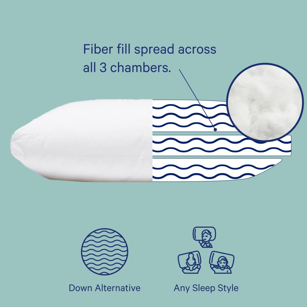 Casper Sleep Essential Pillow 2-Pack, Standard Size – Medium Soft Feel, Down-Alternative Fill, Supports Side, Back & Stomach Sleepers