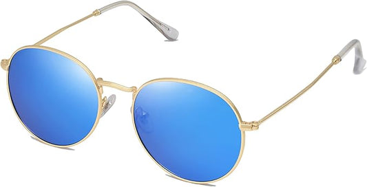 SOJOS Small Round Polarized Sunglasses for Women Men Classic Vintage Retro Shades UV400 SJ1014
