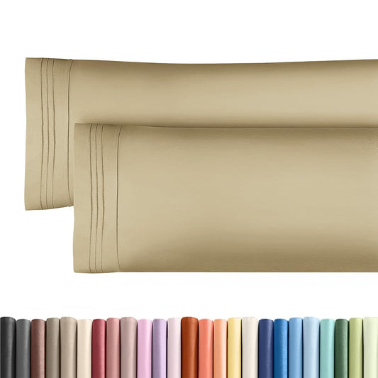 Body Pillowcases Set of 2-20x54 Long Body Pillow Case - Soft Body Pillow Cover for Sleeping & Side Sleepers - Comfy, Breathable, Wrinkle & Fade Free - Machine Washable w/Envelope Enclosure (Beige)