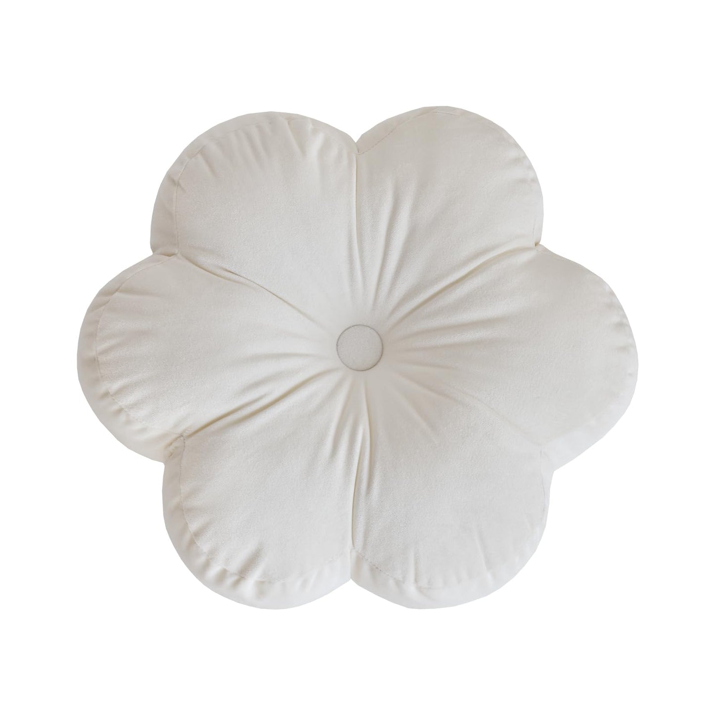 Xuyier Flower Pillow, Flower Shaped Pillow with Velvet for Couch Bed Chair Sofa, Home Decor Floor Seating Cushion Cute Throw Pillows for Living Room Bedroom (15 Inches, Ivory White)