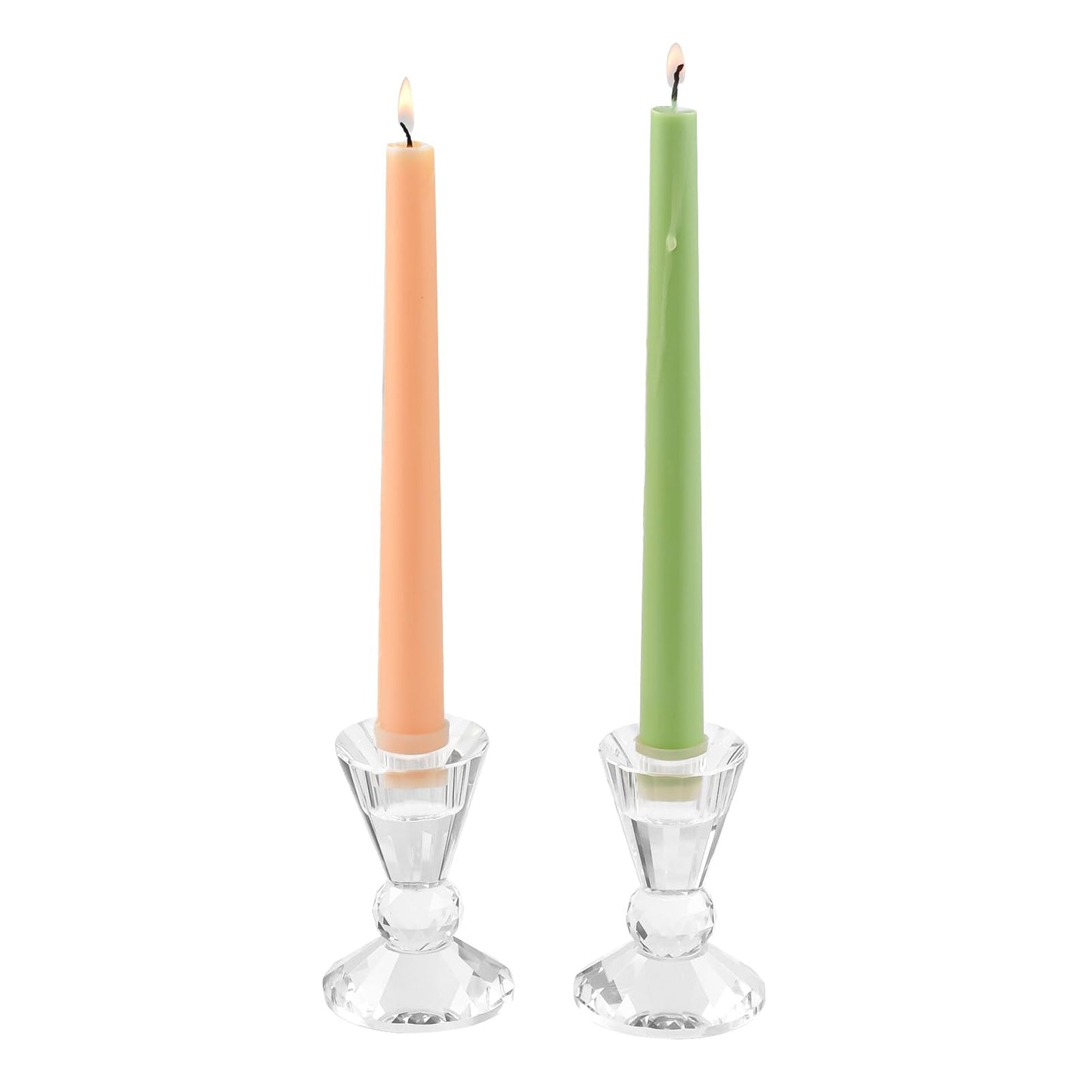 Crystal Candle Holders Set of 2,Pillar Candlestick Holders, Ultra Elegant & Modern Centerpiece Home Décor,Wedding