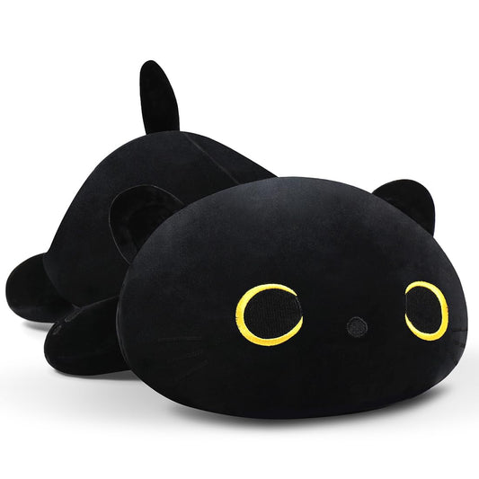MIAOHAHA 11.8in Plush Cat Toy Plush Pillow Stuffed Animal Cat Toy Cute Plushies Kids Plush Toy Pillow(Black Cat,30cm/11.8in)