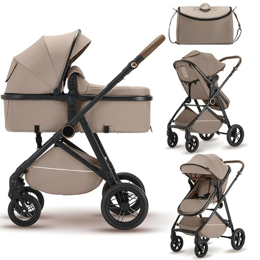 Premium High Chair Stroller: Reversible Seat for Bonding & Ultra-Smooth Fold (Brown)