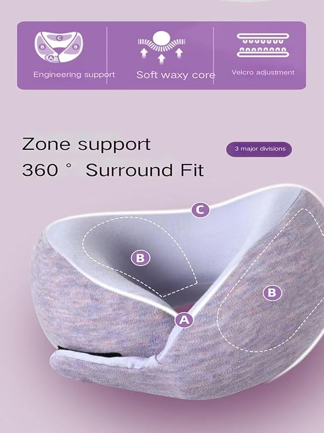 Kids Memory Foam Travel Neck Pillow, 360° Support,Travel U-Shaped Airplane Pillow, Foldable，Suitable for Commuting, Flying, Working, and Living at Home (Light Gray)