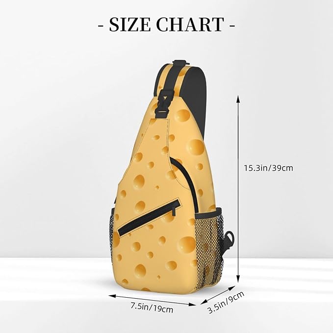 QFXUYNG Funny Cheese Adult Sling Bag Unisex Chest Bags Crossbody Backpack Casual Daypacks Shoulder Bag for Women Men Cycling Hiking Travel