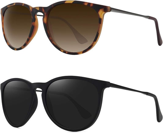 Retro sunglasses womens 2024 trendy round classic glasses