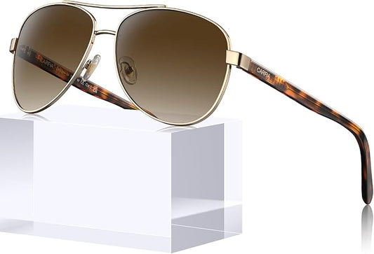 CARFIA Polarized Sunglasses for Women UV Protection Acetate Arms Metal Frame Woman's Shades CA3216