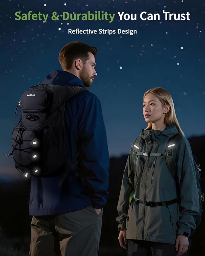 ECOHUB Hydration Backpack for Men Women, 20L Lightweight Hiking Daypack Cycling Backpack with 2L Water Bladder, Insulated Hydration Pack with Waist Pack