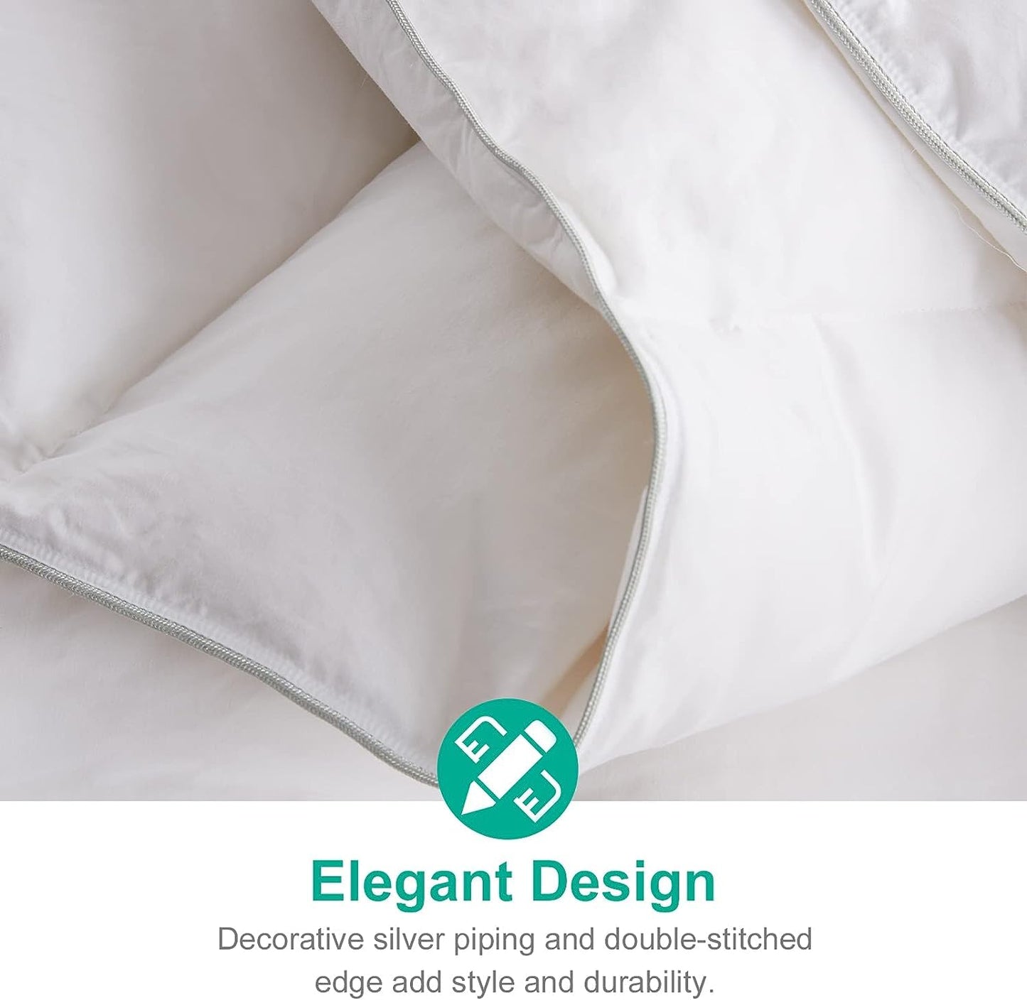 APSMILE Down Comforter Queen Size, All Season Duvet Insert, Ultra-Soft High Fill-Power Bedding Comforter, Fluffy Medium Warm Hotel Collection with Corner Tabs, 90x90, White