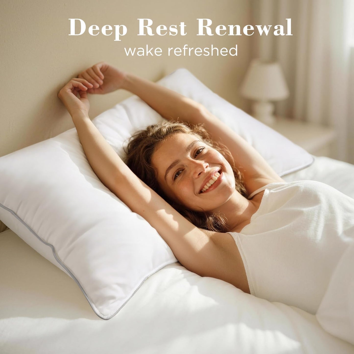 viewstar Bed Pillows Queen/Standard Size Set of 2, Hotel Collection, Down Alternative Pillow for Back, Stomach or Side Sleepers, White-Firm