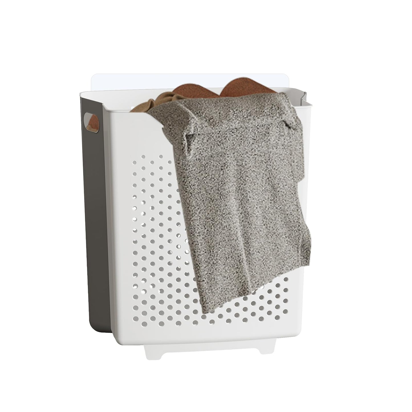 Collapsible Laundry Basket, Wall Mounted Hamper with Handle, Space-Saving Foldable Storage Dirty Washer Organizer, Hanging Multi-function Container for Home, Dorms, RVs, 11 x 6.3 x 11.4 Inch