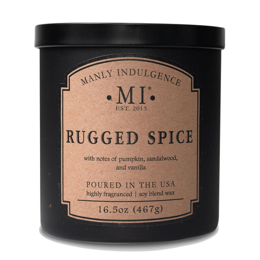Manly Indulgence Rugged Spice Scented Candles for Men, 2 Wick, 16.5 oz, Premium Soy Blend Wax, 60H Burn, Candles for Home Scented - Made in The USA
