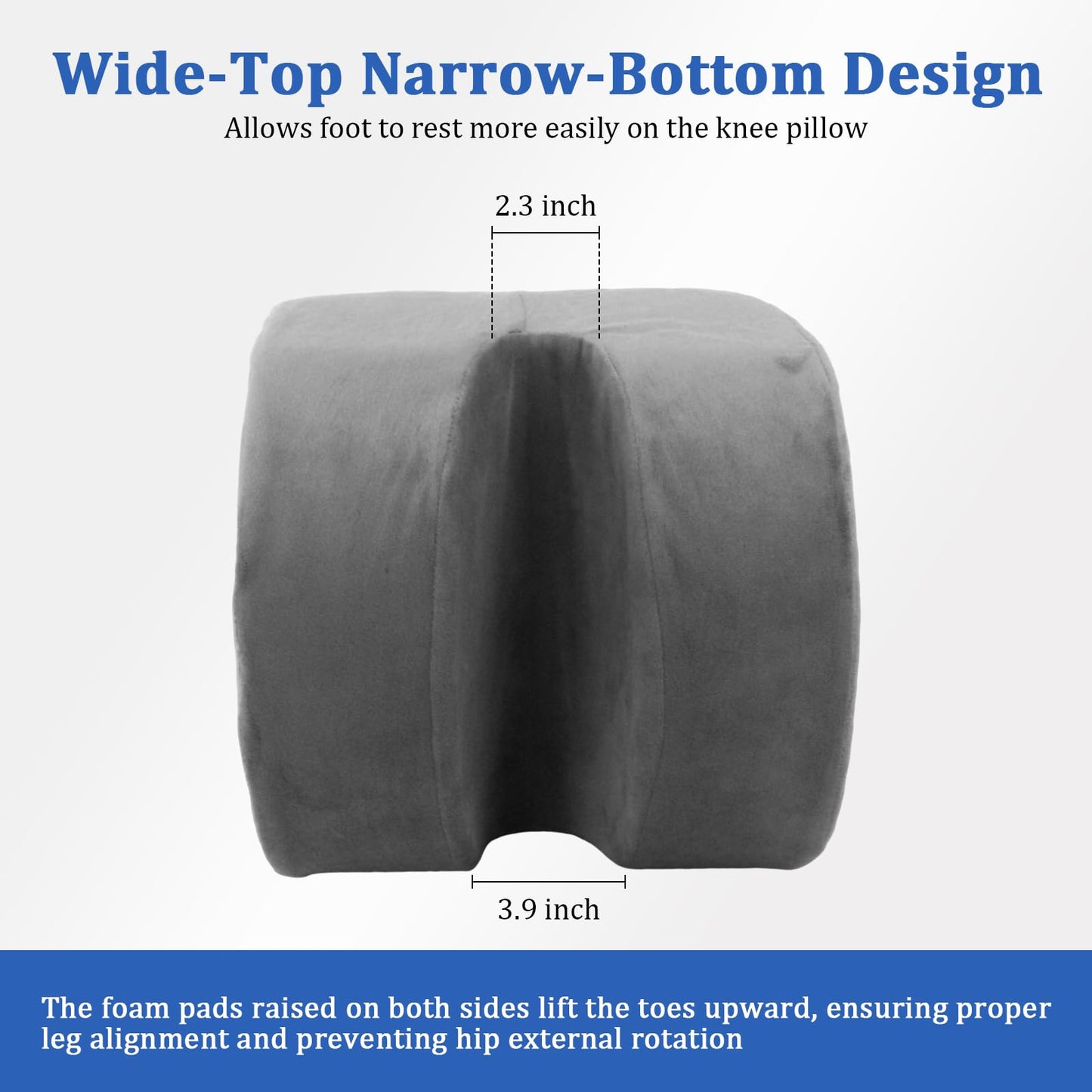 NZELSW Knee Recovery Pillow for Post-Surgery with Memory Foam, Orthopedic Leg Positioning Pillow, Knees Support & Elevation Pillows, Ideal for Knee Replacement Recovery, Injury and Rest (Gray)