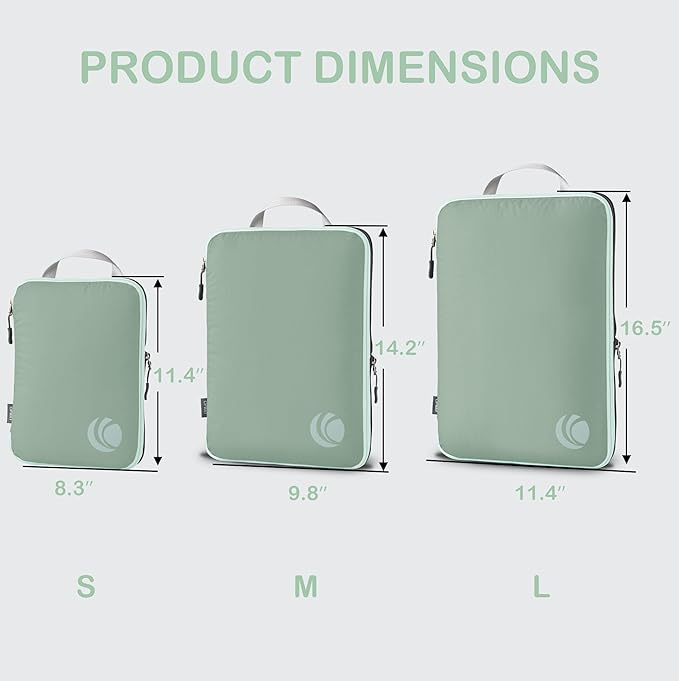 Cipway Compression Packing Cubes, Ultralight Luggage Organizer Bags, Travel Essentials for Carry on Suitcase (3 Piece,Sage Green)