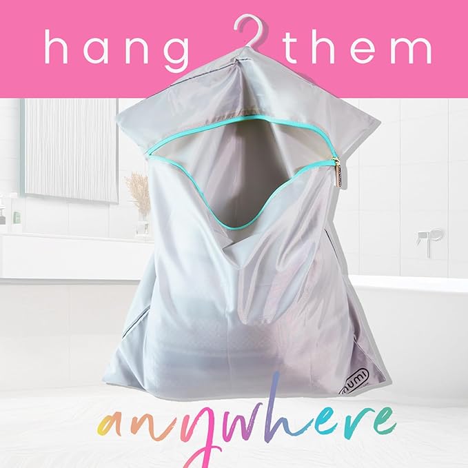Mesh Laundry Bags for Delicates – MUMI Travel Laundry Bag with Hanger & Pouch | Large Lingerie Wash Bag for Washing Machine, Baby Clothes, Gym & Travel | Odor-Resistant Laundry Mesh Bag (Pink)