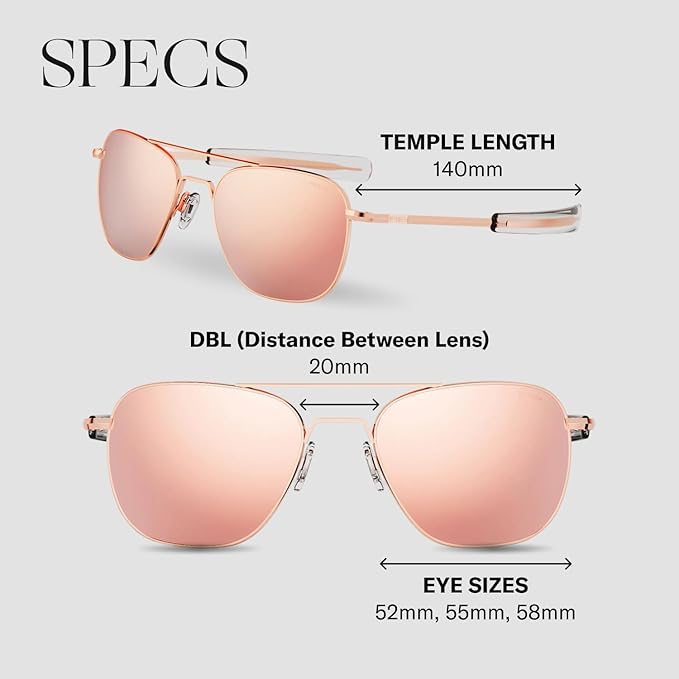 Randolph Eyewear Aviator Sunglasses for Men & Women – Non-Polarized & Polarized Lenses, 23k Gold UV Protection Sunglasses
