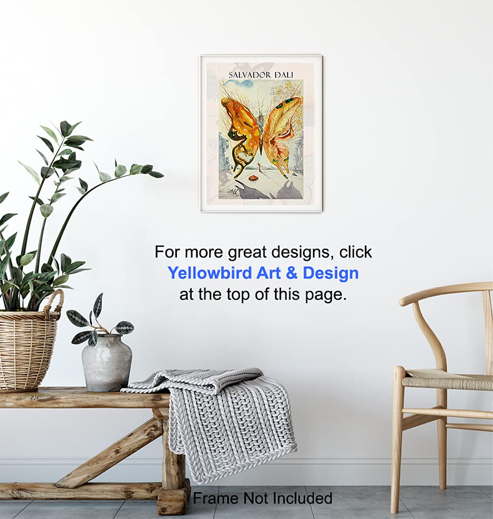 Salvador Dali Wall Art & Decor Print - Gallery Wall Art - Museum Poster - Modern Surrealism Artwork - Contemporary Print - Butterfly Picture - Living Room, Bedroom - Women, Men, Housewarming Gift