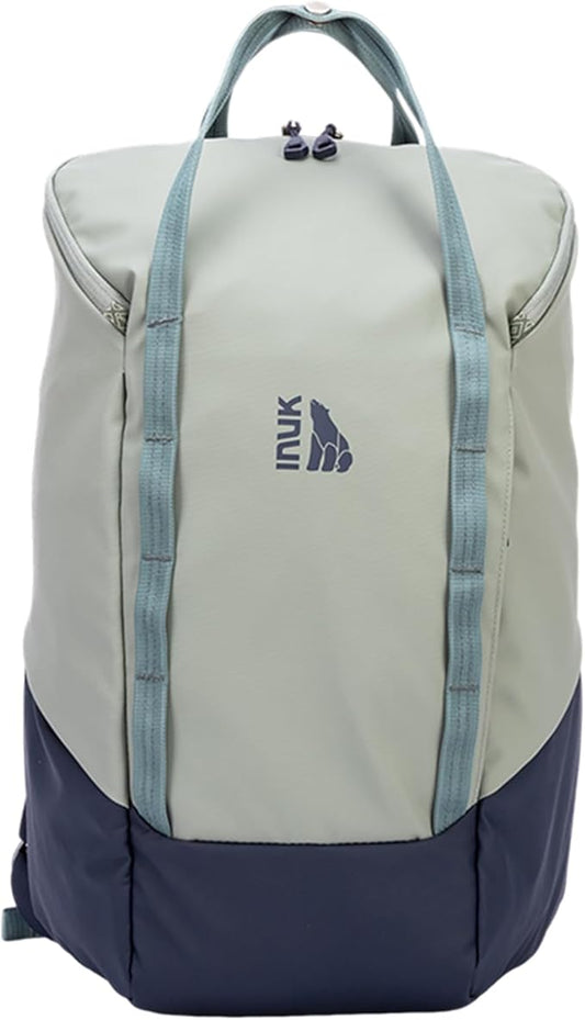 INUK Laptop Backpack for College Students & Work, 25L Lightweight Waterproof Backpack for Business Travel, Hiking Daypack with Padded Sleeve and Safety Whistle, Made from Recycled Materials，Green
