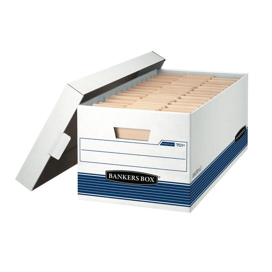 Bankers Box 12-Pack Medium Duty File Storage Boxes with Lids, FastFold Assembly, 24 Inch Letter, STOR/FILE, (00701)