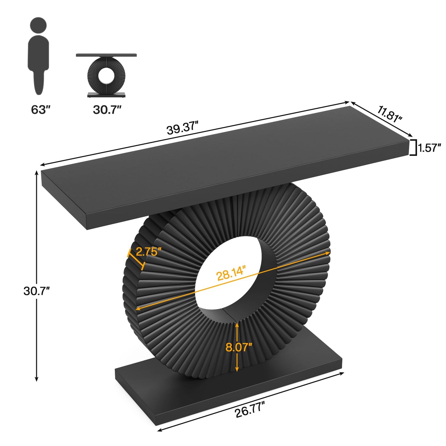 Tribesigns Modern Console Table with Geometric Base, 40 inch Wood Entryway Table Sofa Table Narrow Long, Contemporary Accent Table for Living Room, Entryway, Hallway, Black