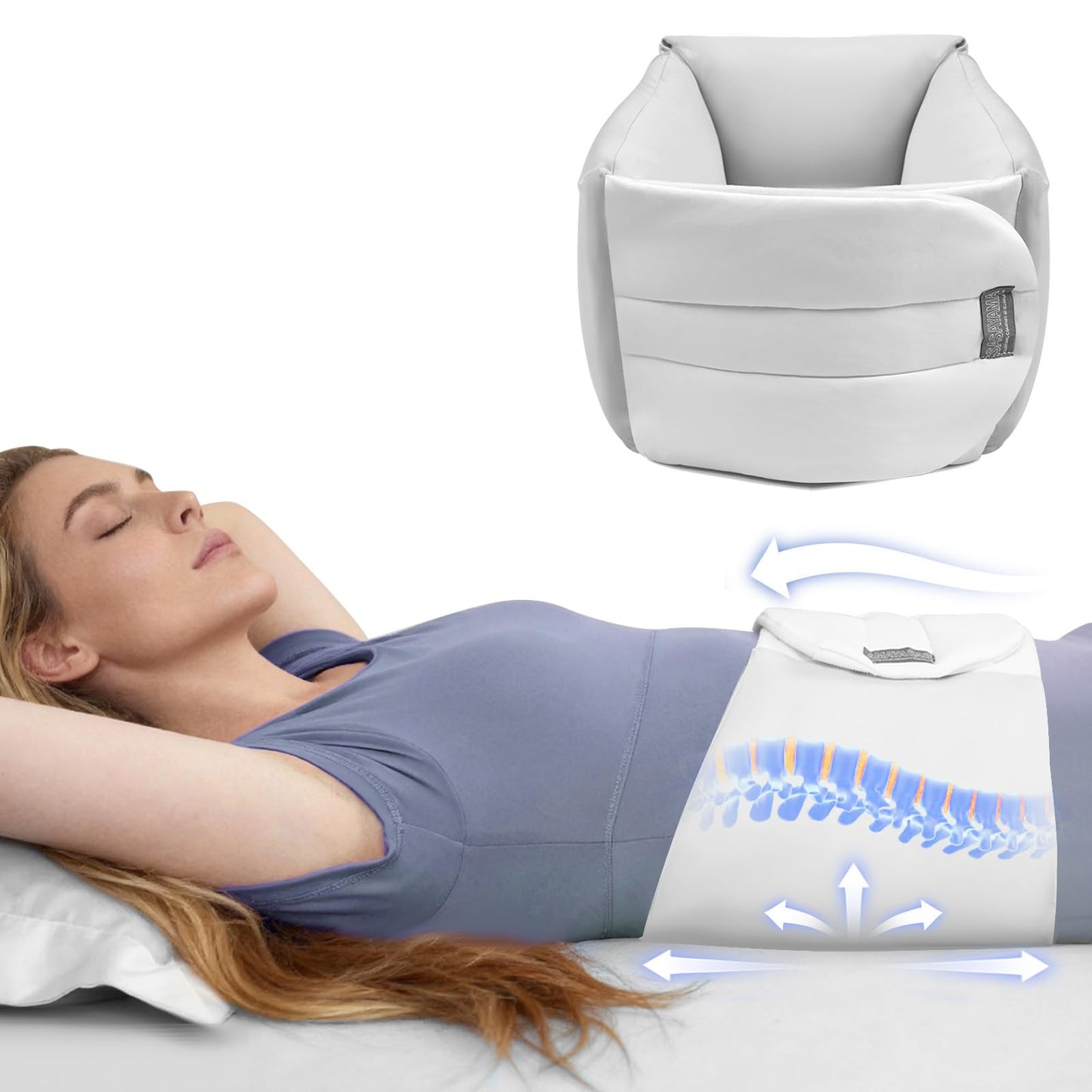Procellatech Lumbar Support Pillow for Sleeping - Lumbar Sleeping Pillow， Lower Back Sleep Pillow for Pain Relief
