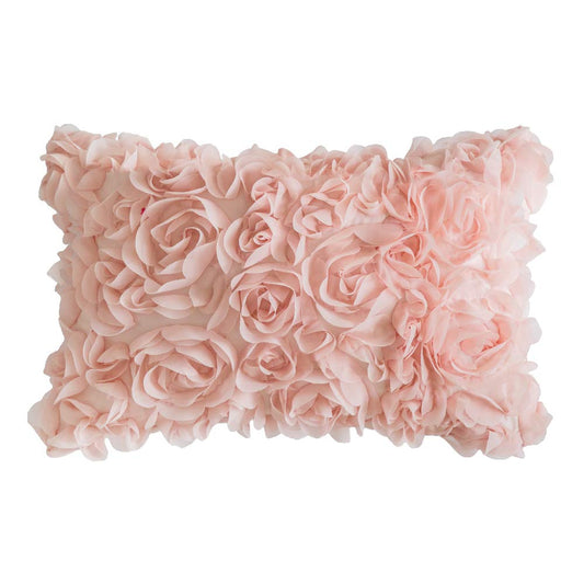 MIULEE 3D Rose Flower Pillow Cover Decorative Spring Floral Romantic Stereo Chiffon Aesthetic Solid Pillowcase for Girl Bedroom Living Room Decor 12x20 Inch Peach Pink