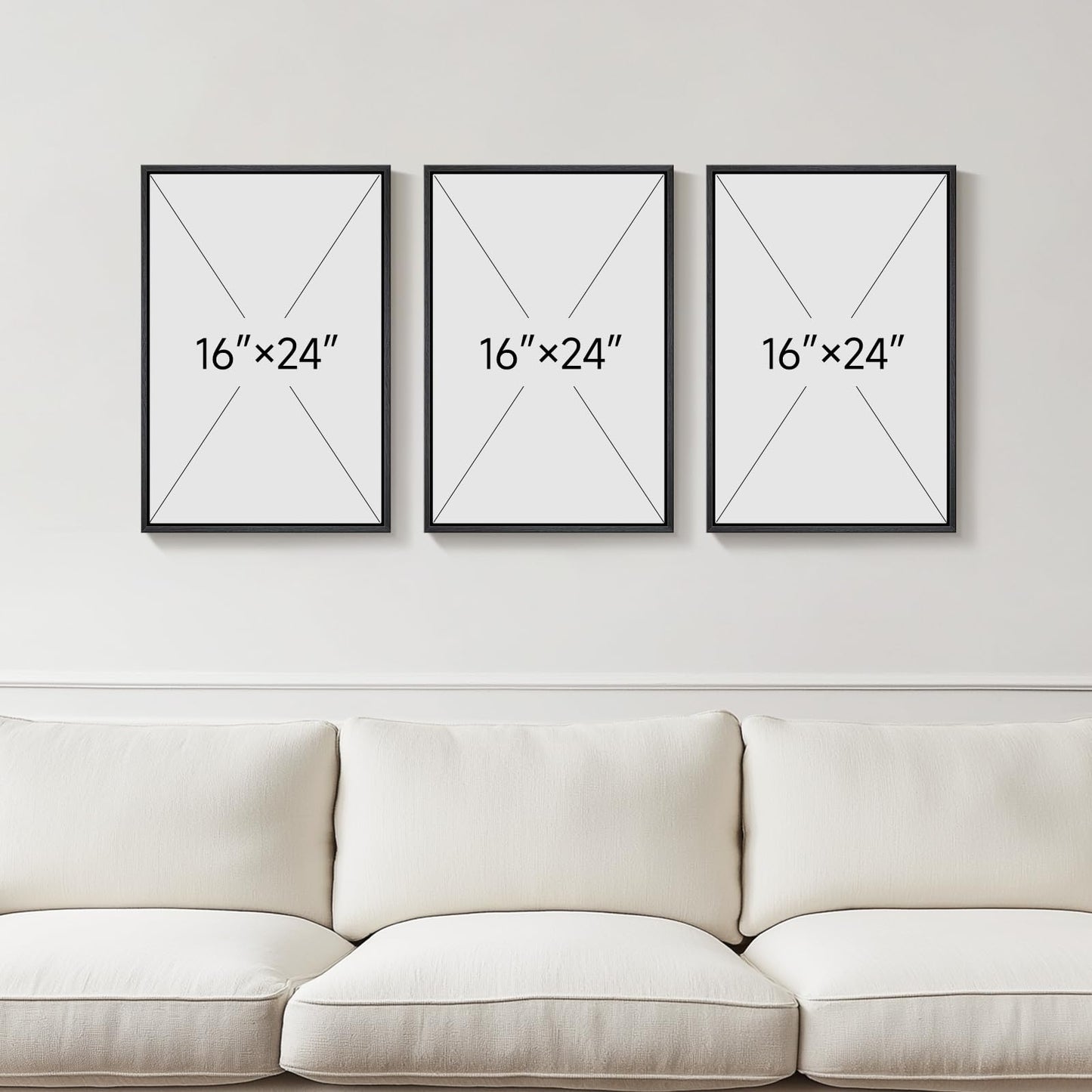 Framed Black and Beige Abstract Wall Art, 3 Piece Modern Canvas Prints Paintings Artwork for Walls, Minimalist Abstract Line Pictures for Living Room Dining Room Bedroom Office Wall Decor 16x24 In