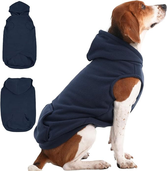 IECOii Dog Hoodie,Polar Fleece Dog Sweatshirt Fall Dogs Sweater with Hood,Warm Sweaters for Medium Dogs Boy Girl,Sleeveless Pet Hoodie Medium Size Winter Clothes for Pug,Jack Russell,Blue,M
