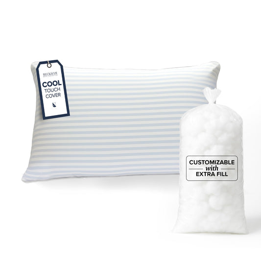 Beckham Hotel Collection Summer Sanctuary Queen Pillow - Cooling Qmax Adjustable Down Alternative Pillow w/Extra Fill, Ideal for Side Back Stomach Sleepers