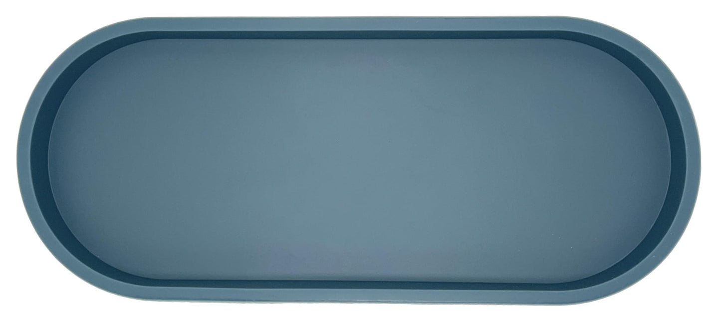 Happitasa Premium 12” x 5” Silicone Vanity Tray | Sink and Surface Organizer with Sturdy Non-Slip Base | Heat Safe, Dishwasher Safe (Smoky Blue)
