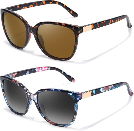 FIMILU Polarized Sunglasses for Women, Trendy Fashion Sun Glasses Square Retro Glasses UV Protection for Daily Outdoor 2pack
