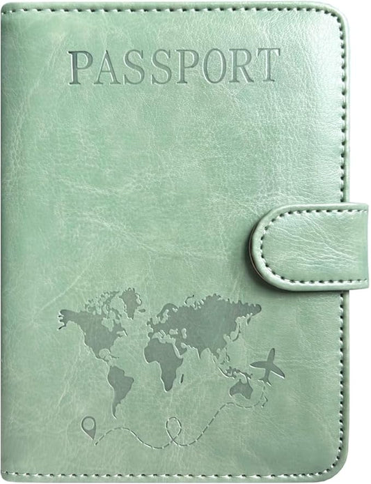 ACdream Passport Holder for Travel Essentials, Rfid Blocking Passport Wallet Cover Case for Travel Must Haves Accessories, Book Holders for Women Men, Agave Green R64