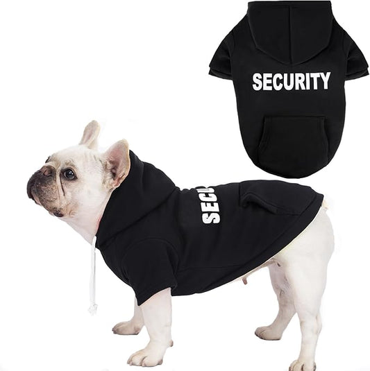 BAOBICUTE Dog Basic Hoodie Soft Dog Clothes Cold Weather Sweaters for Medium Large Dogs Cozy Fabric Warm Sweatshirt with Leash Hole (Security, Large)